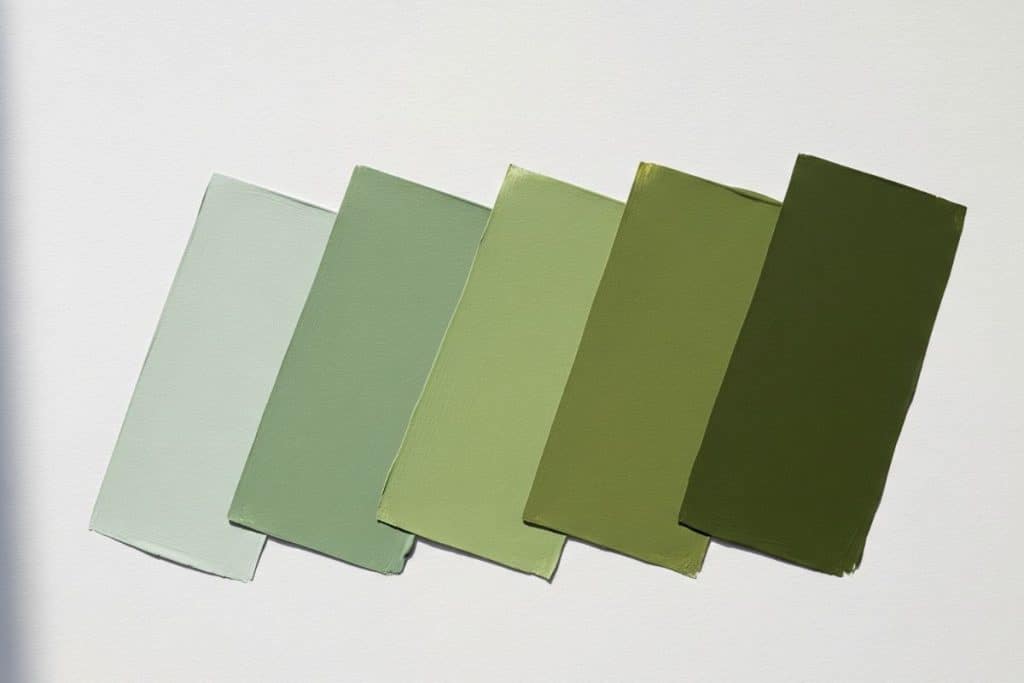 Nuances vert sauge clair foncé olive comparatif peinture