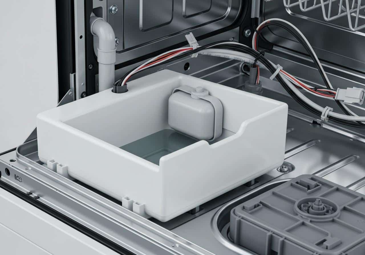 Socle lave-vaisselle Bosch avec bac de récupération visible