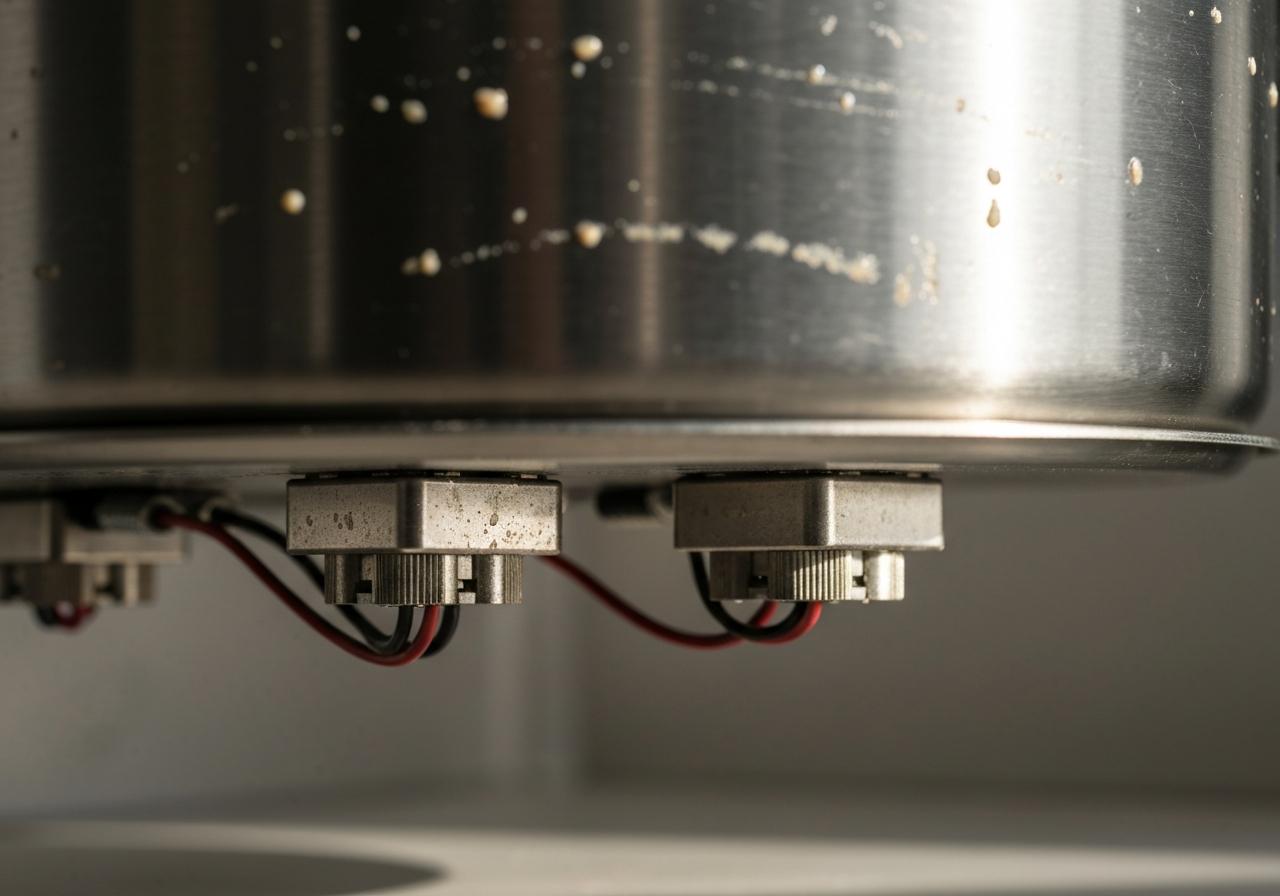 Connecteurs électriques du bol Monsieur Cuisine en gros plan